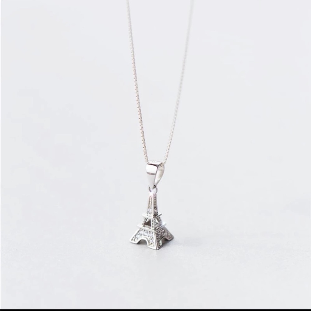 NIB 💕 Sterling Silver 925 Eiffel Tower Trendy Necklace - Picture 2 of 7